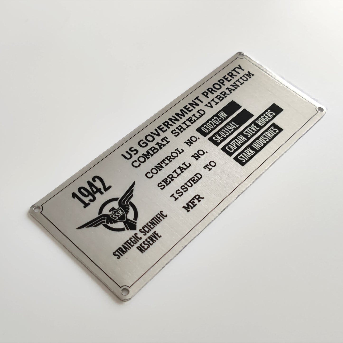 Captain America Shield Wall Mount and Serial Plate Property Tag