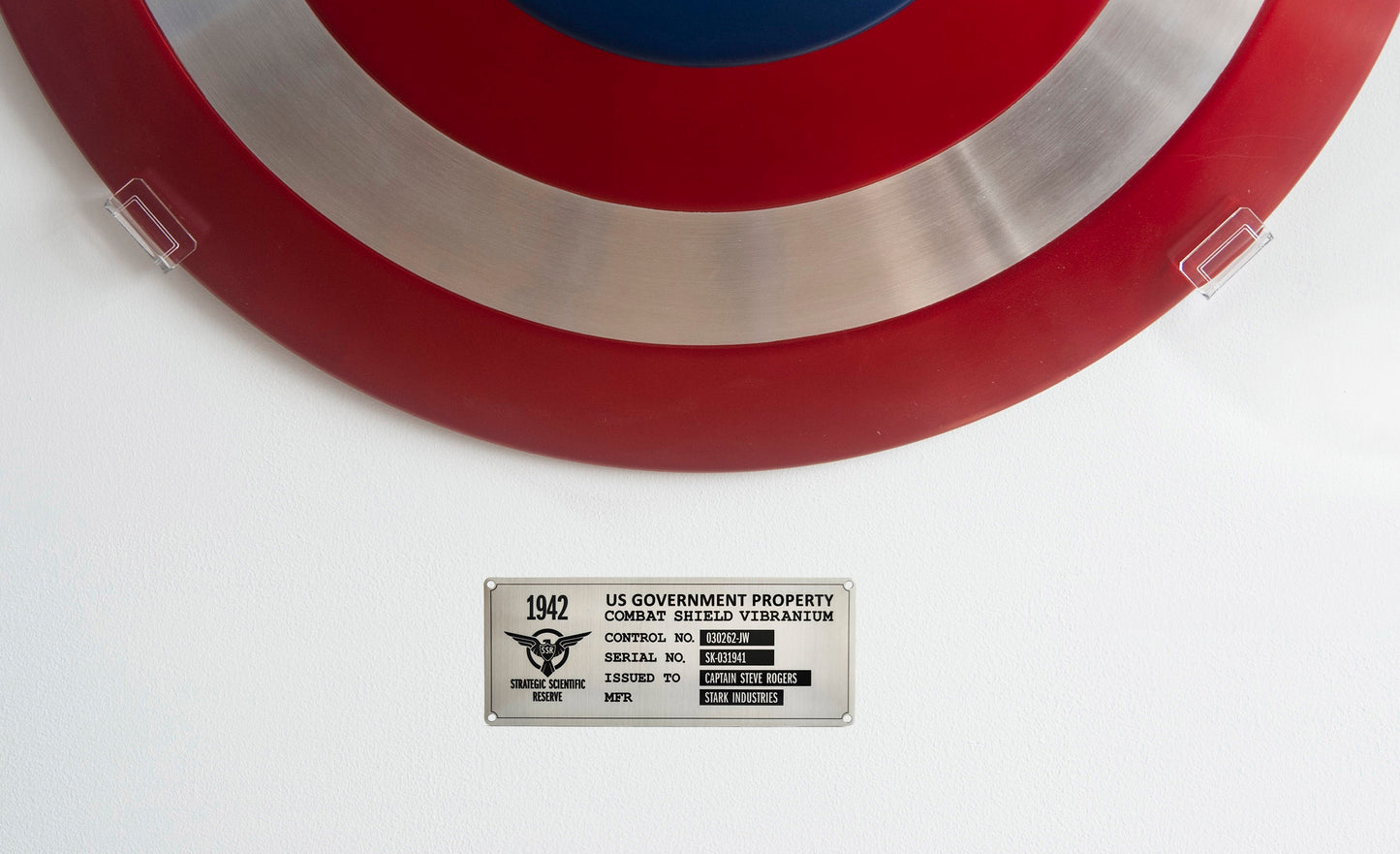 Captain America Shield Wall Mount and Serial Plate Property Tag