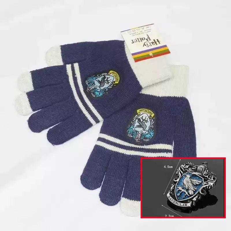 Harry Potter house knit gloves display presentation view