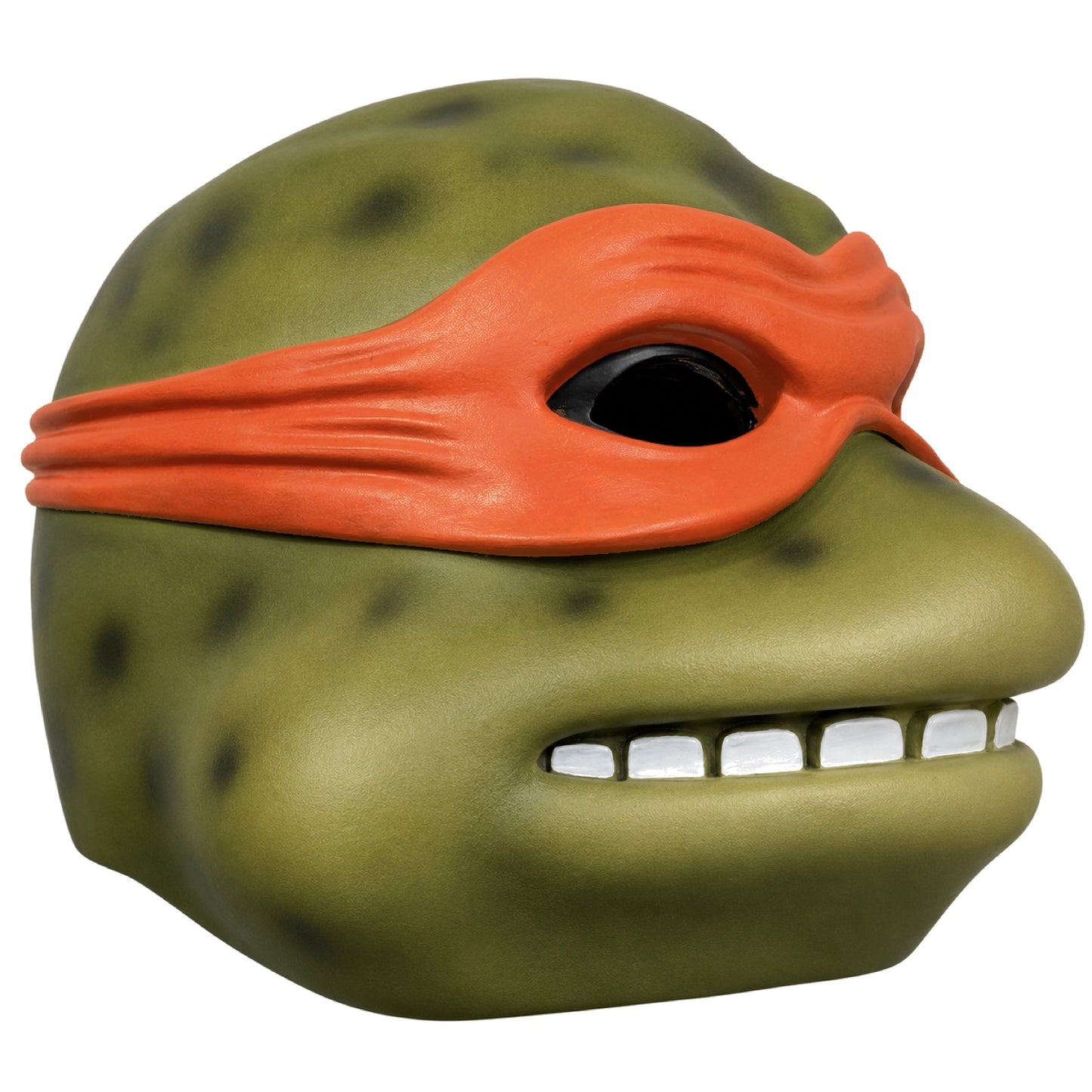 Teenage Mutant Ninja Turtles Michelangelo resin helmet rear view with orange bandana ties