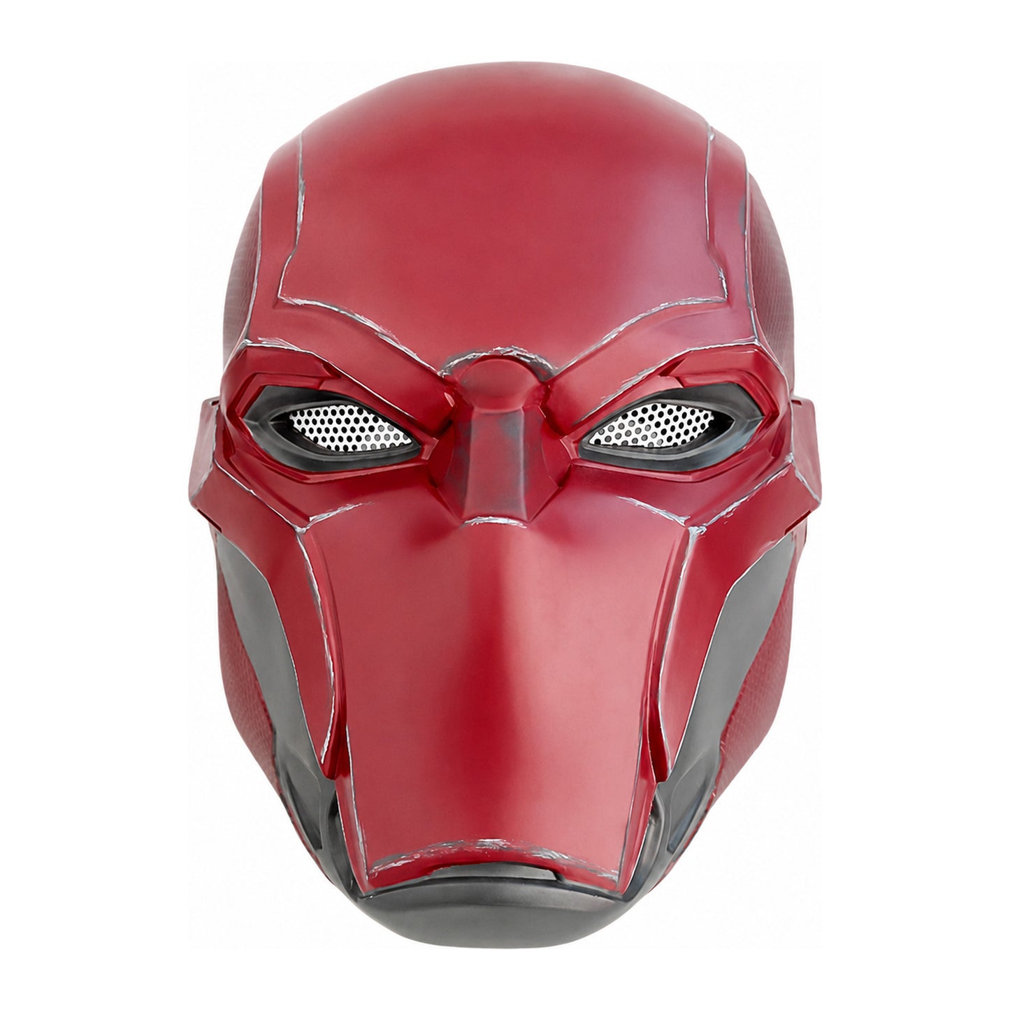 Red Hood helmet front view from Batman Arkham Knight showing Jason Todd eye mesh detail