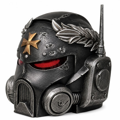 Black Templars marine wearable helmet front right three-quarter view