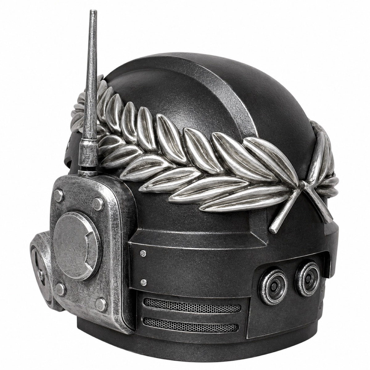 Black Templars marine wearable helmet rear right three-quarter view