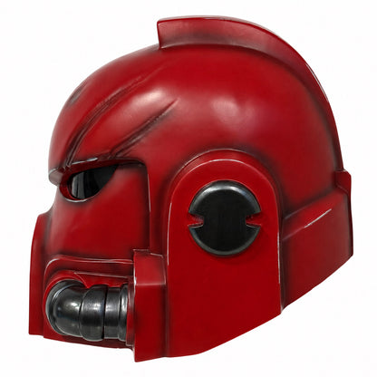 Blood Angels Mk X Helmet With Snarling Grille red variant side profile
