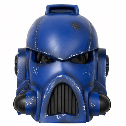 Blood Angels Mk X Helmet With Snarling Grille blue variant front view