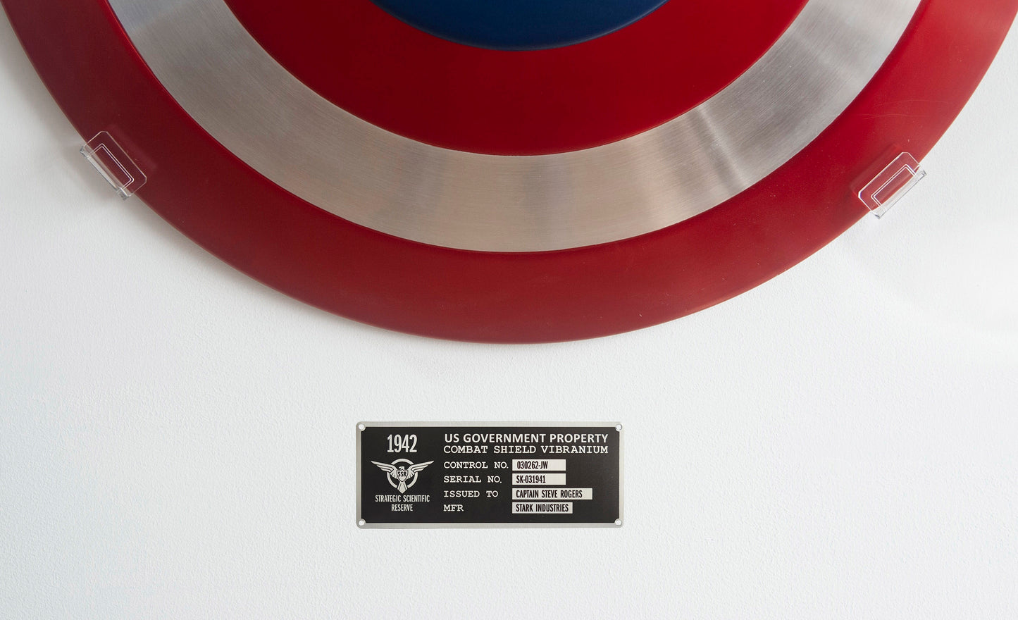 Captain America Shield Wall Mount and Serial Plate Property Tag