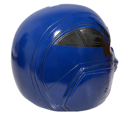 Sam Wilson Captain America helmet blue variant left side view showing shell lines and visor panel