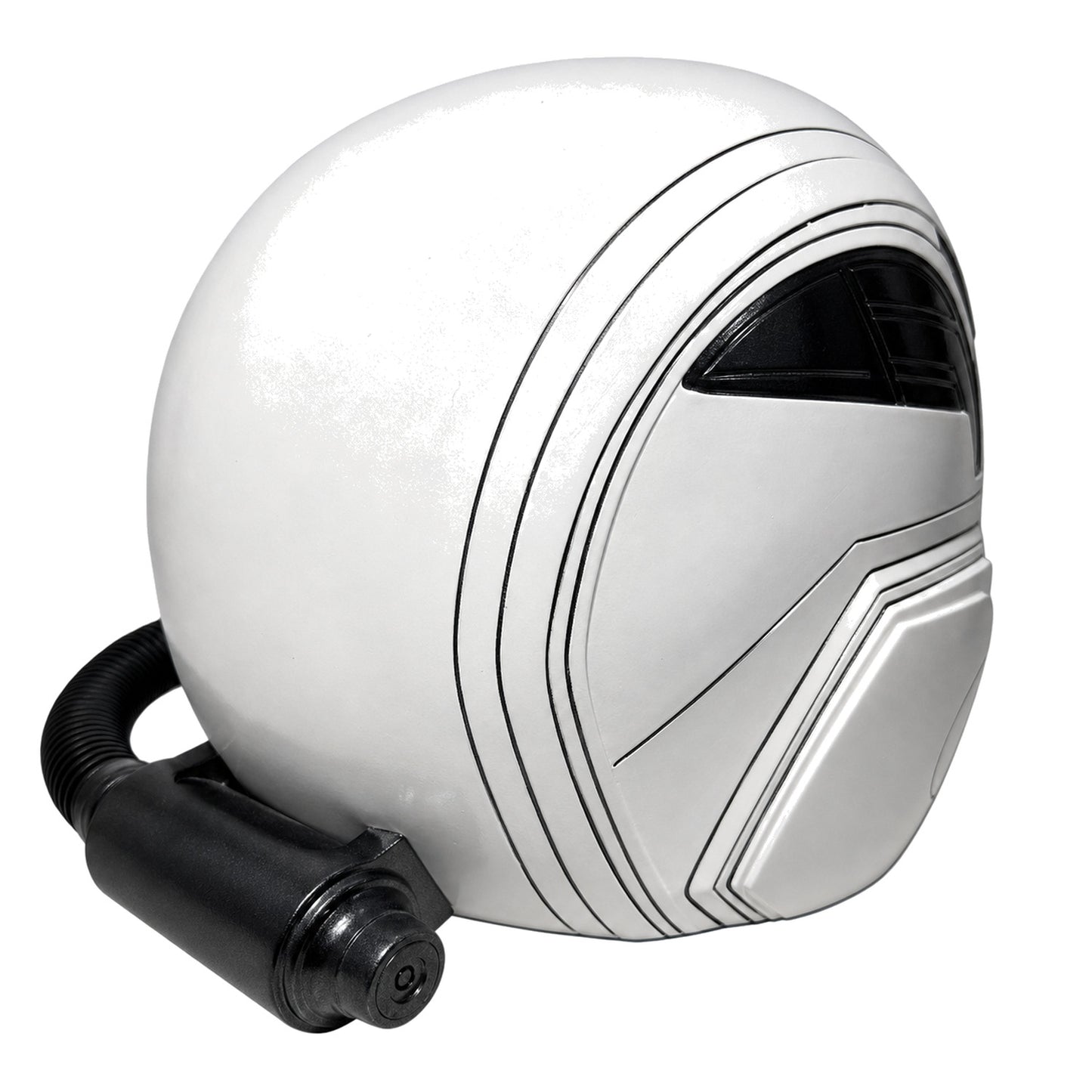Sam Wilson Captain America helmet rear side view showing shell lines and hose mount