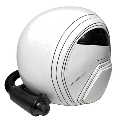 Sam Wilson Captain America helmet rear side view showing shell lines and hose mount