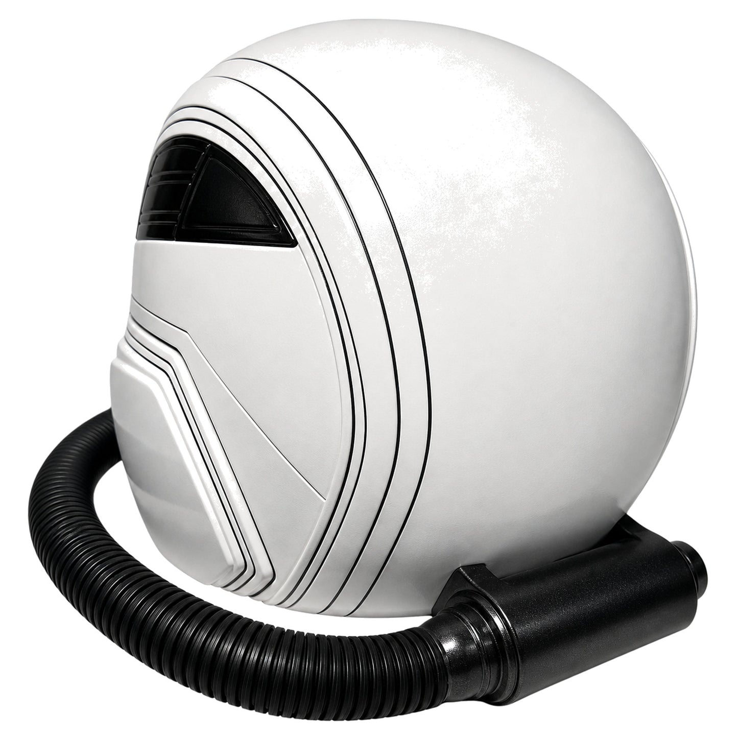 Sam Wilson Captain America helmet rear three-quarter view with wrapped black hose