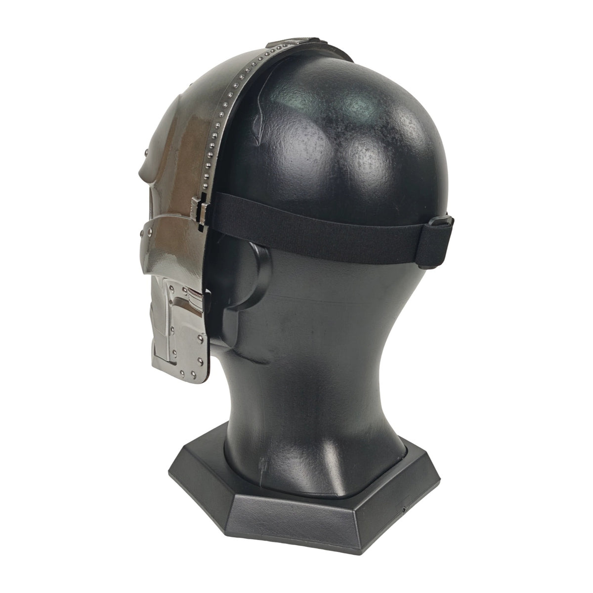 Doctor Doom wearable resin mask showing adjustable rear strap