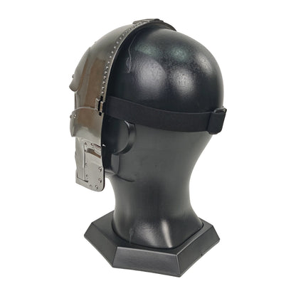 Doctor Doom wearable resin mask showing adjustable rear strap