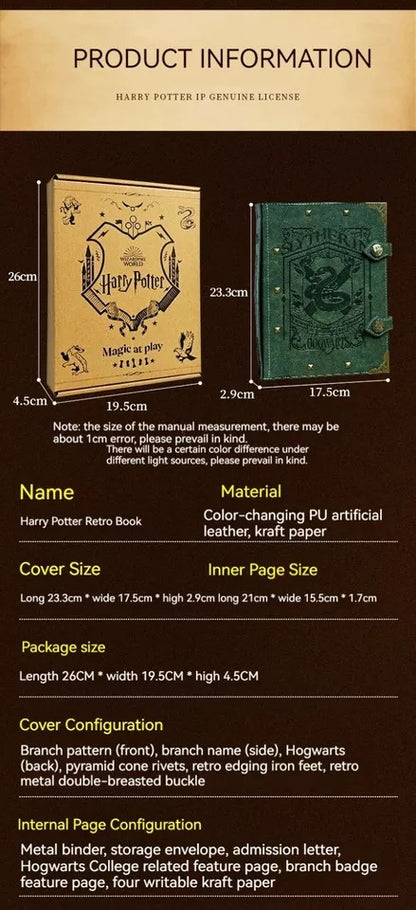 Harry Potter Vintage Double breasted Loose leaf Journal