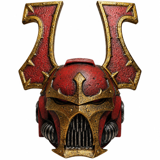 Khorne Berzerker helmet front view with lights off