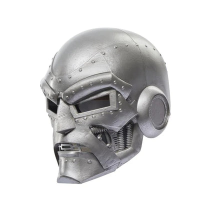 Doctor Doom wearable helmet on white background, left three-quarter view
