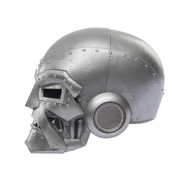 Doctor Doom wearable helmet on white background, side profile