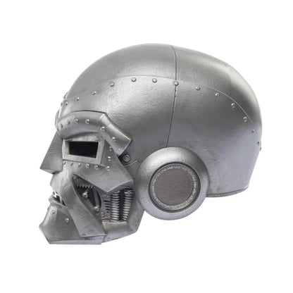 Doctor Doom wearable helmet on white background, side profile