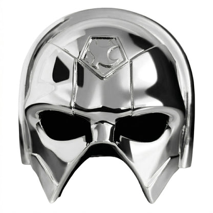 Peacemaker Chrome helmet with a logo on a white background
