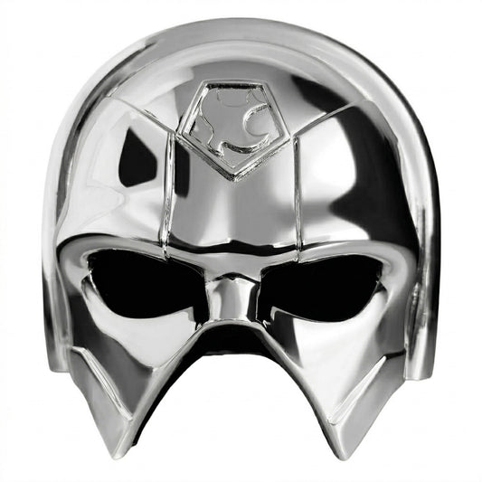 Peacemaker Chrome helmet with a logo on a white background