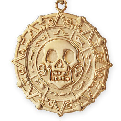 Pirates Of The Caribbean Brass Vacuum-Electroplated Aztec Skull-adorned Necklace