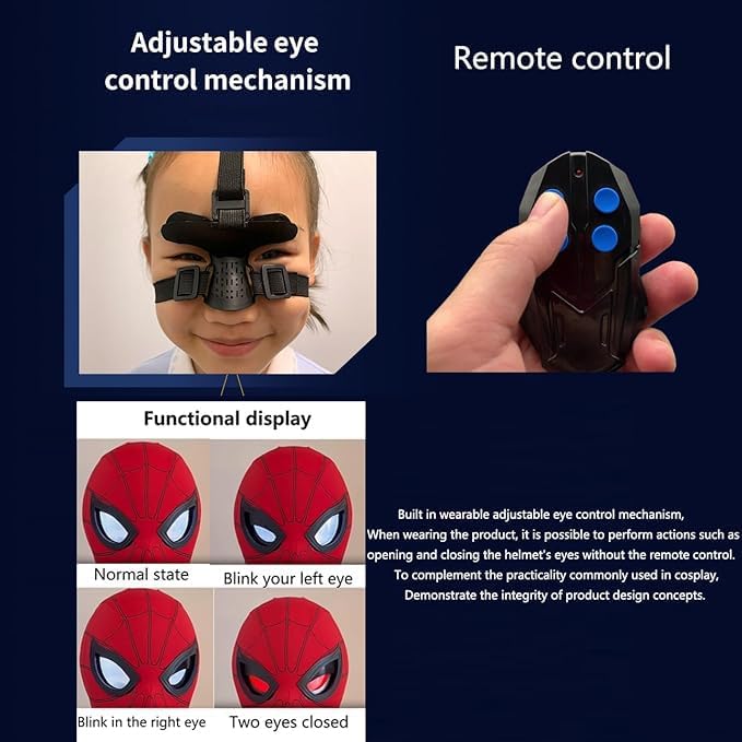 Spiderman Eye Tracking Helmet Eyebow Control Mask Cosplay Costume