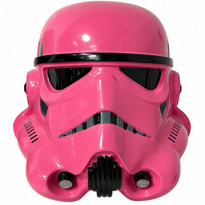 Pink stormtrooper helmet on a white background