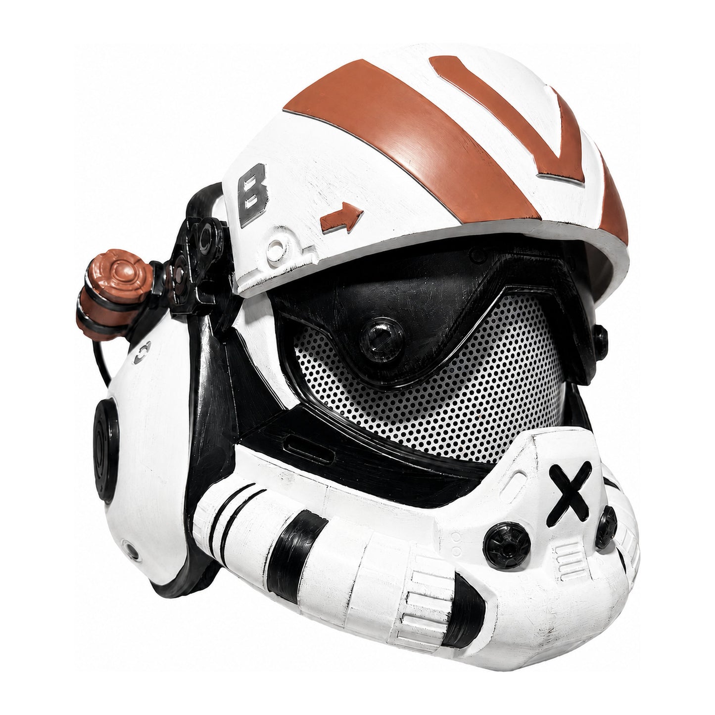 Titanfall 2 Viper Pilot helmet front left three-quarter view with side canister detail