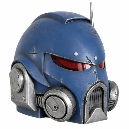 Ultramarines Phobos wearable helmet front left three-quarter view