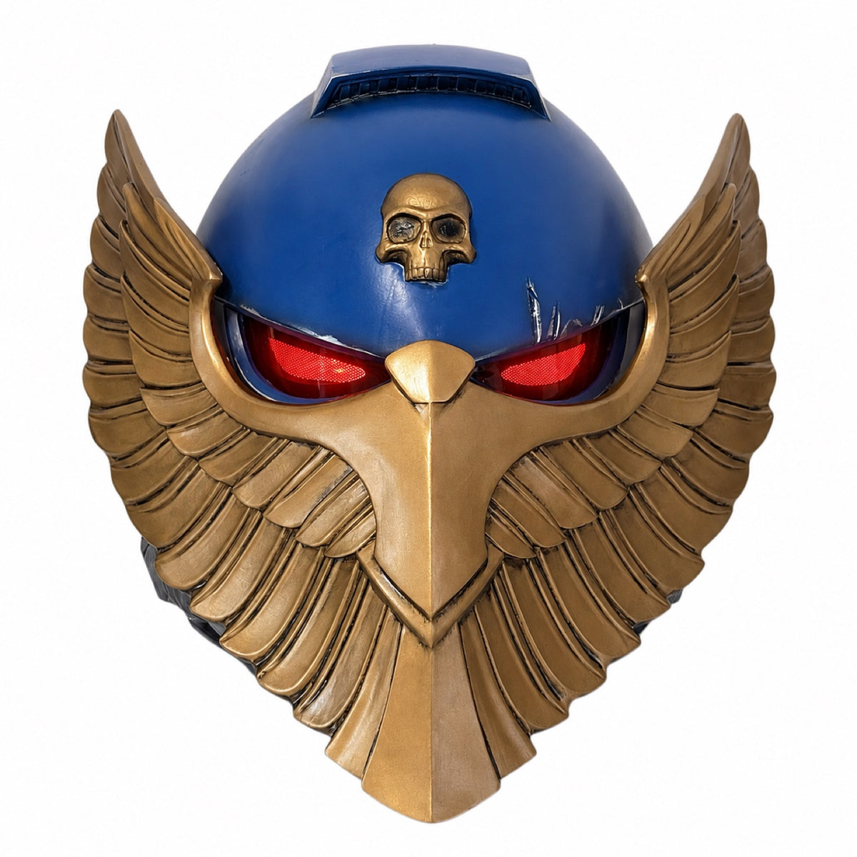 Ultramarines Victrix Honour Guard eagle wearable helmet front view with LED lighting