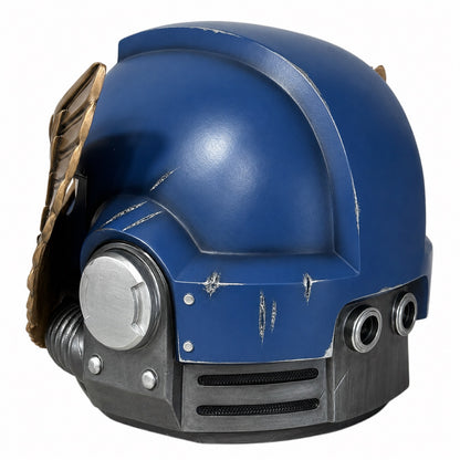 Ultramarines Victrix Honour Guard eagle wearable helmet rear opposite three-quarter view