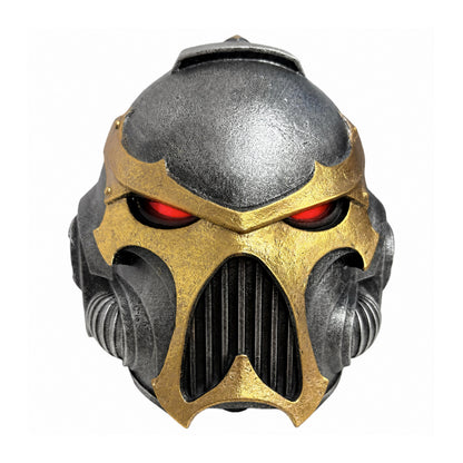 Front view of the Warhammer 40K Chaos Space Marine Helmet replica with LED