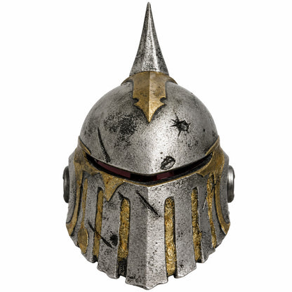 Warhammer 40K Death Guard helmet front view with spiked crest and dark visor