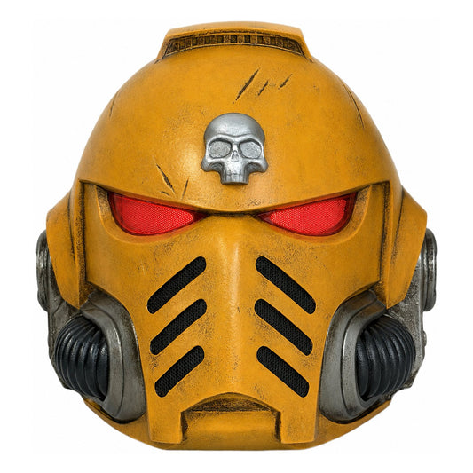 Warhammer 40K Imperial Fists Space Marine Helmet front view with LED
