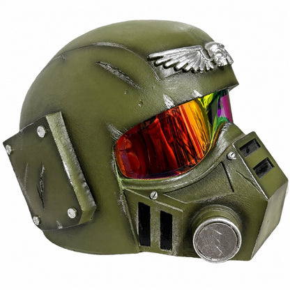 Warhammer 40K Imperial Guard Kasrkin helmet front left three-quarter view