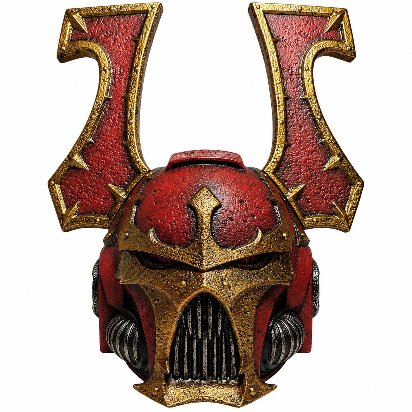 Warhammer 40K Khorne Berzerker miniature helmet front view with lights off