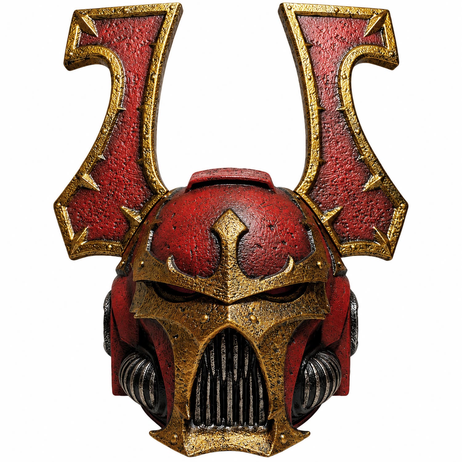 Warhammer 40K Khorne Berzerker miniature helmet front view with lights off