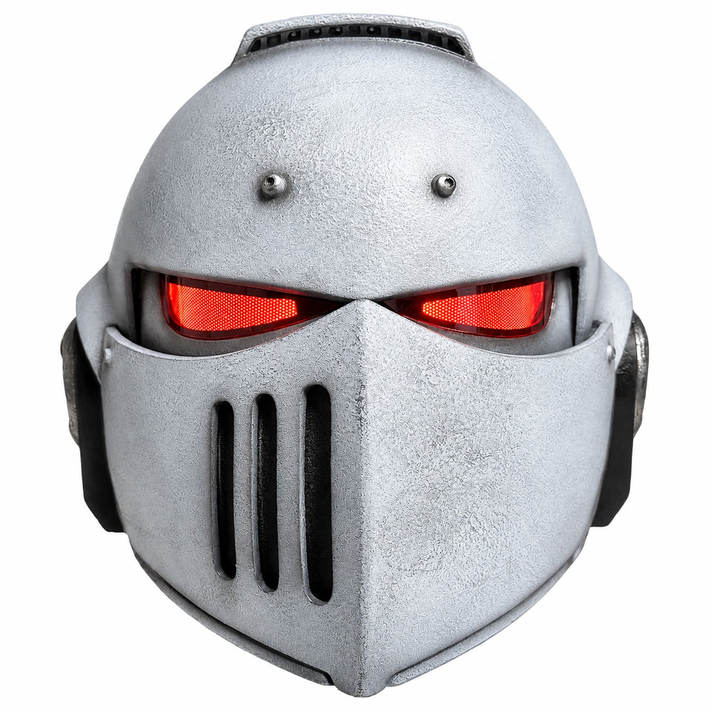 Warhammer 40K Secret Level Bladeguard helmet White Style A front view with LED eyes