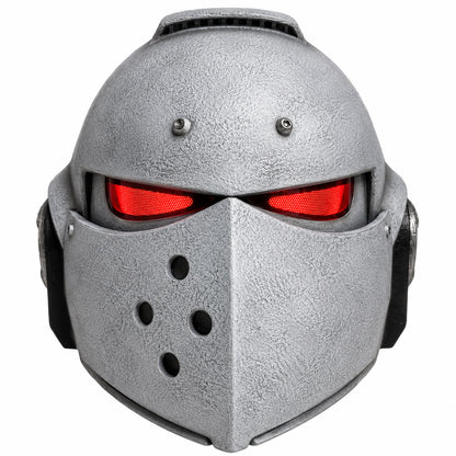Warhammer 40K Secret Level Bladeguard helmet White Style B front view with LED eyes