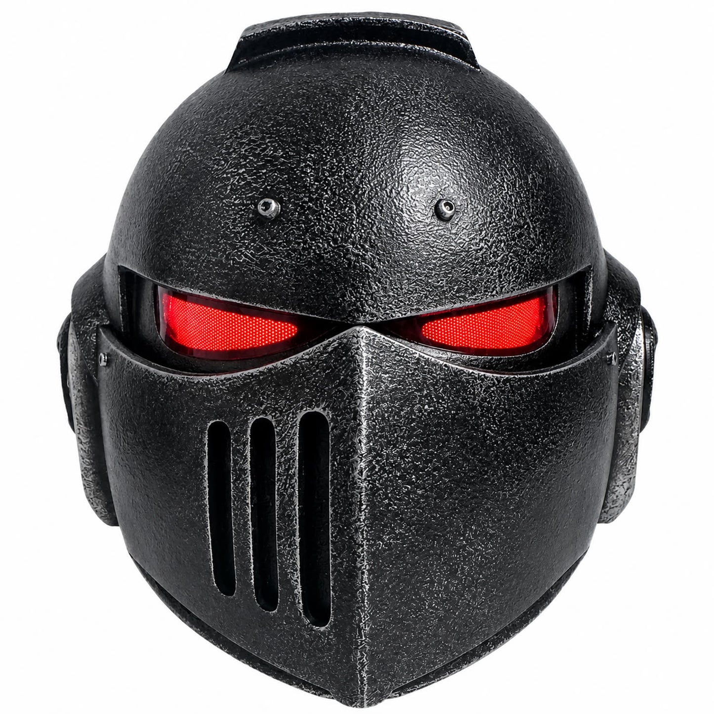 Warhammer 40K Secret Level Bladeguard helmet Black front view with LED eyes