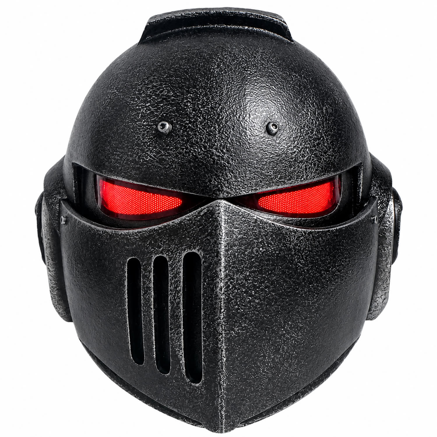 Warhammer 40K Secret Level Bladeguard helmet Black front view with LED eyes