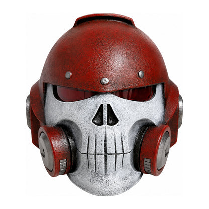 Warhammer 40K Reiver helmet red version front view unlit visor