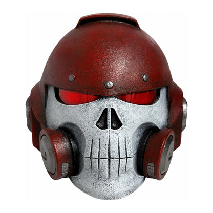 Warhammer 40K Reiver helmet red version front view with red LED visor