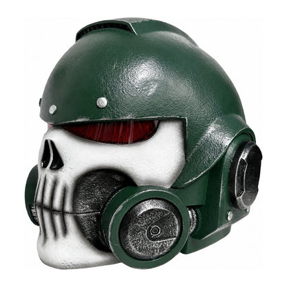 Warhammer 40K Reiver helmet green version front right three-quarter view
