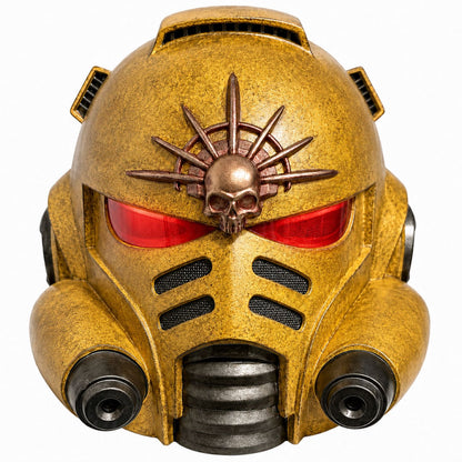 Warhammer 40k Primaris Space Marine Helmet yellow variant illuminated front view