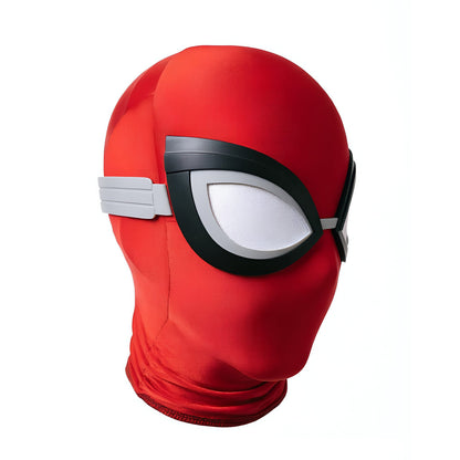 Red superhero mask with eye design on a white background