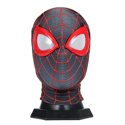 Marvel's Spider - Man 2 Black Spider - Man Mask Miles Morales Wearable Mask With Faceshell Lenses - GeekReplicas